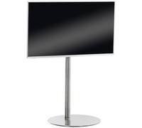 CLP Soporte de pie para TV universal 55 65 75 pulgadas, moderno, rectangular, estructura metalica, para televisores grandes, base estable, Color:acero inoxidable, Forma:redondo