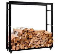 CLP Soporte para Madera Keri con Ruedas I Estante metálico & movil para almacenar la Madera I Leñero Moderno de Interior, Color:Negro, Tamaño:25x100x100 cm