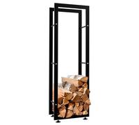 CLP Soporte para Organizar La Leña Keri I Estante Metálico para Almacenar La Madera En Interiores I Leñero Moderno, Color:Negro, Tamaño:25x40x125 cm