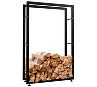 CLP Soporte para Organizar La Leña Keri I Estante Metálico para Almacenar La Madera En Interiores I Leñero Moderno, Color:Negro, Tamaño:25x80x125 cm