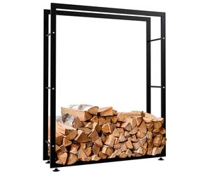 CLP Soporte Para Organizar La Leña Keri I Estante Metálico Para Almacenar La Madera En Interiores I Leñero Moderno | Color negro Tamaño 25x100x125 cm