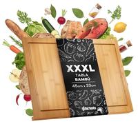 CLP Tabla de cortar de madera grande XXXL 45 x 33 cm, tabla de cocina de bambú con borde de tope y ranura para jugos, antibacteriana Tamaño
