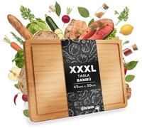 CLP Tabla de cortar grande de madera XXXL 45 x 30 cm, tabla de cocina de bambú con canal de jugo, tabla de madera antibacteriana Tamaño 45x30 cm