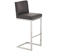 CLP Taburete Alto con Respaldo Paros, Taburete de Barra con Estructura de Acero Inoxidable y tapizado de Cuero sintético, soporta hasta 240 kg, Color:marrón