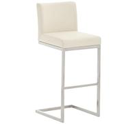 CLP Taburete de Bar Paros en Estilo cantiléver I Taburete tapizado en Cuero sintético I Silla Alta con Respaldo & reposapiés, Color:Crema