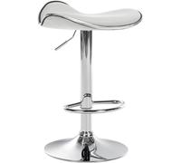CLP Taburete Alto de Cocina Shanghai en Polipiel I Silla de Bar giratoria Regulable en Altura con Base metálica, Color:Blanco, Material del Soporte:Hierro Cromado