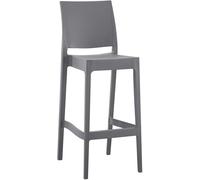 CLP Taburete Alto Exterior apilable Flamur, Taburete de jardín de plástico Resistente a la Intemperie y a los Rayos UV, soporta hasta 150 kg, Color:Gris Oscuro