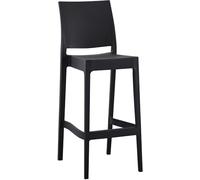 CLP Taburete Alto Exterior apilable Flamur, Taburete de jardín de plástico Resistente a la Intemperie y a los Rayos UV, soporta hasta 150 kg, Color:Negro