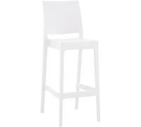 CLP Taburete Alto Exterior apilable Flamur, Taburete de jardín de plástico Resistente a la Intemperie y a los Rayos UV, soporta hasta 150 kg, Color:Blanco