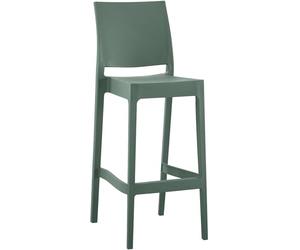 CLP Taburete Alto Exterior apilable Flamur, Taburete de jardín de plástico Resistente a la Intemperie y a los Rayos UV, soporta hasta 150 kg, Color:Oliva