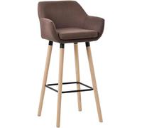 CLP Taburete Alto Grant Tapizado En Tela con Respaldo & Reposabrazos I Silla De Bar con Base De Madera & Reposapiés I, Color:café