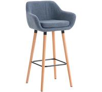 CLP Taburete Alto Grant Tapizado En Tela con Respaldo & Reposabrazos I Silla De Bar con Base De Madera & Reposapiés I, Color:Azul