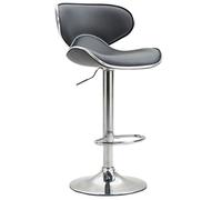 CLP Taburete Alto Las Vegas V2 Tapizado En Simil Cuero I Taburete De Cocina Con Altura Regulable I Silla Alta Moderna & Con Reposapiés I Color:, Color:gris, Color del marco:cromado