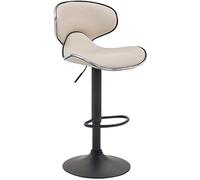 CLP Taburete Alto Las Vegas V2 Tapizado En Simil Cuero I Taburete De Cocina Con Altura Regulable I Silla Alta Moderna & Con Reposapiés I Color:, Color:Crema, Color del marco:negro