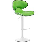 CLP Taburete Alto Las Vegas V2 Tapizado En Simil Cuero I Taburete De Cocina Con Altura Regulable I Silla Alta Moderna & Con Reposapiés I Color:, Color:verde claro, Color del marco:blanco