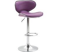 CLP Taburete Alto Las Vegas V2 Tapizado En Simil Cuero I Taburete De Cocina Con Altura Regulable I Silla Alta Moderna & Con Reposapiés I Color:, Color:violeta, Color del marco:cromado