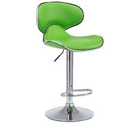 CLP Taburete Alto Las Vegas V2 Tapizado En Simil Cuero I Taburete De Cocina Con Altura Regulable I Silla Alta Moderna & Con Reposapiés I Color:, Color:verde claro, Color del marco:cromado