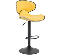 CLP Taburete Alto Las Vegas V2 Tapizado En Simil Cuero I Taburete De Cocina Con Altura Regulable I Silla Alta Moderna & Con Reposapiés I Color:, Color:amarillo, Color del marco:negro