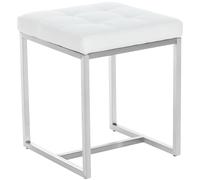 CLP Taburete Bajo Barci En Simil Cuero I Taburete De Entrada con 48cm Altura De Asiento I Taburete Cuadrado con Base De Acero INOX. I Color: | Color Blanco