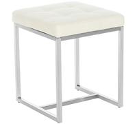 CLP Taburete Bajo Barci En Simil Cuero I Taburete De Entrada con 48cm Altura De Asiento I Taburete Cuadrado con Base De Acero INOX. I Color:, Color:Crema