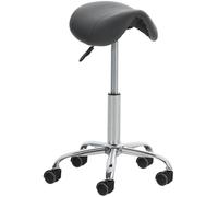 CLP Taburete con Ruedas Reno En Simil Cuero I Taburete De Trabajo Giratorio I Silla De Escritorio Regulable En Altura I Color:, Color:Gris