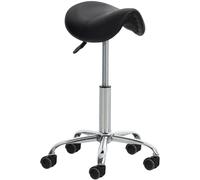 CLP Taburete con Ruedas Reno En Simil Cuero I Taburete De Trabajo Giratorio I Silla De Escritorio Regulable En Altura I Color:, Color:Negro