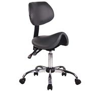 CLP Taburete con Ruedas Stuttgart Tapizado En Cuero PU I Taburete Trabajo con Respaldo & Sin Reposabrazos I Taburete Altura Regulable I Color: Color:Gris