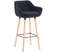 CLP Taburete Alto Grant Tapizado En Tela con Respaldo & Reposabrazos I Silla De Bar con Base De Madera & Reposapiés I, Color:Negro