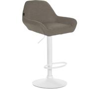 CLP Taburete de Bar Ajustable Braga, Asiento de Tela con Respaldo y Base metálica, reposapiés Integrado Color Gris Pardo Color del Marco Blanco