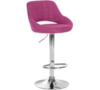 CLP Taburete de Bar Ajustable con Respaldo Milet, Taburete Acolchado con Funda de Tela, Silla de Barra metálica giratoria, Color:Violeta, Color del Marco:Cromado