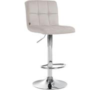 CLP Taburete de Bar Ajustable con Respaldo Peru, Taburete Acolchado con Asiento de Terciopelo, Taburete Giratorio con Estructura Metálica, Color:Crema, Color del Marco:Cromado