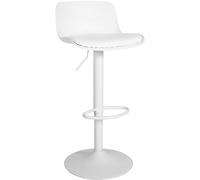 CLP Taburete De Bar Almada con Asiento Tapizado En Polipiel I Silla De Cocina De Altura Regulable con Base Metálica, Color:Blanco