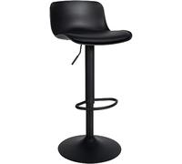 CLP Taburete De Bar Almada con Asiento Tapizado En Polipiel I Silla De Cocina De Altura Regulable con Base Metálica, Color:Negro