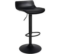 CLP Taburete de Bar Aveiro Polipiel I Regulable en Altura I con Base de Trompeta I Estructura metálica con Protector de Suelo, Color:Negro