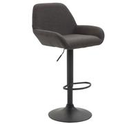 CLP Taburete De Bar Braga En Tela con Respaldo & Reposabrazos | Silla Alta Regulable en Altura & Giratorio I, Color:Gris Oscuro, Color del Marco:Negro