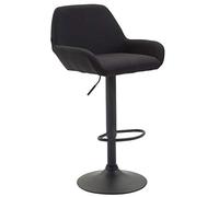 CLP Taburete De Bar Braga En Tela con Respaldo & Reposabrazos | Silla Alta Regulable en Altura & Giratorio I, Color:Negro, Color del Marco:Negro