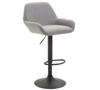 CLP Taburete De Bar Braga En Tela con Respaldo & Reposabrazos | Silla Alta Regulable en Altura & Giratorio I, Color:Gris, Color del Marco:Negro