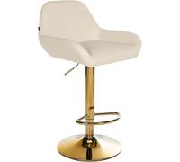 CLP Taburete de Bar Braga tappizada en Polipiel con Base Dorada I Silla giratoria de Cocina & de Altura Ajustable, Color:Crema