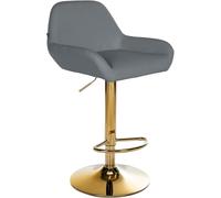 CLP Taburete de Bar Braga tappizada en Polipiel con Base Dorada I Silla giratoria de Cocina & de Altura Ajustable, Color:Gris