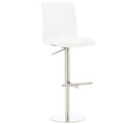 CLP Taburete de Bar Cadiz Tapizado En Cuero PU I Taburete De Cocina Regulable En Altura & Asiento Giratorio I Taburete con Reposapiés I Color:, Color:Blanco, Color del Marco:Acero Inoxidable