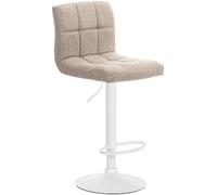 CLP Taburete De Bar Calma En Tela I Silla De Comedor Giratoria & De Altura Ajustable I Taburete De Cocina Moderno, Color:Crema, Color del Marco:Blanco