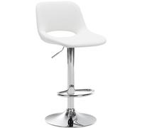 CLP Taburete De Bar Camden En Polipiel I Silla De Cocina con Respaldo, Base Metálica & Reposapiés I Butaca Moderna Color:Blanco;Material del Soporte:Hierro Cromado