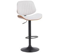 CLP Taburete de Bar Clawson tapizado en Tela I Taburete de Bar con armazón de Madera Curvada, Regulable en Altura y Giratorio I con Respaldo, Color:Nuez/Crema, Color del Marco:Negro