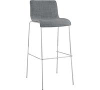 CLP Taburete de Bar con Respaldo Hover, apilable, tapizado en Tela, Estructura Metalica, Carga Maxima 150 kg, Color:Gris Claro, Color del Marco:Cromado