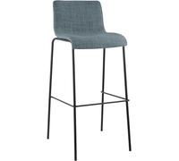 CLP Taburete de Bar con Respaldo Hover, apilable, tapizado en Tela, Estructura Metalica, Carga Maxima 150 kg Color:Azul;Color del Marco:Negro