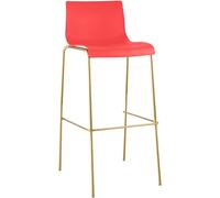 CLP Taburete de Bar con Respaldo Hover, Asiento de plástico, Estructura metálica Dorada, con Capacidad de Carga de hasta 150 kg, Color:Rojo