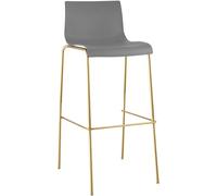 CLP Taburete de Bar con Respaldo Hover, Asiento de plástico, Estructura metálica Dorada, con Capacidad de Carga de hasta 150 kg, Color:Gris