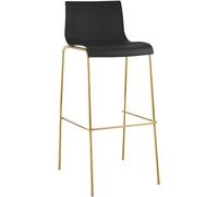 CLP Taburete de Bar con Respaldo Hover, Asiento de plástico, Estructura metálica Dorada, con Capacidad de Carga de hasta 150 kg, Color:Negro