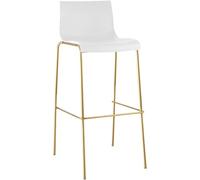 CLP Taburete de Bar con Respaldo Hover, Asiento de plástico, Estructura metálica Dorada, con Capacidad de Carga de hasta 150 kg, Color:Blanco