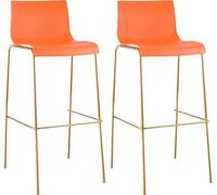 CLP Taburete de Bar con Respaldo Hover, con Asiento de plástico, con Estructura metálica Dorada, con Capacidad de Carga de hasta 150 kg, Color:Naranja